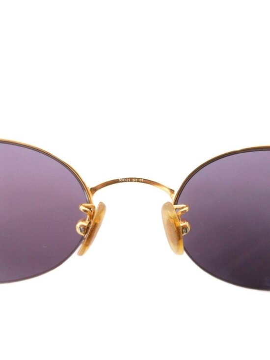 Gucci Oval Sunglasses Half Rim Tortoiseshell Log 50 Stamps 21 Gold Color Blue main image 7